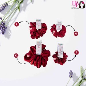 Maroon-Silk-Satin-Scrunchies