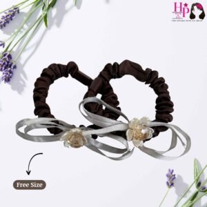 Brown with Crystal Stone Skinny Hair Tie