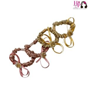 Nude Pink and Beige with Crystal Stone Skinny Hair Tie
