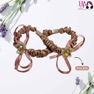 Nude Pink Crystal Stone Skinny Hair Tie